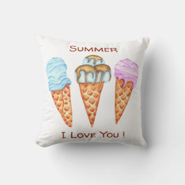Almofada Sorvete Romântico Eu Te Amo Travesseiro decorativo