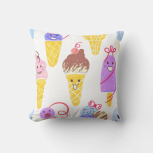 Almofada Sorvetes Kawaii, um padrão bonito e perfeito.
