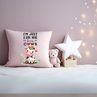 Almofada Sou apenas uma garota que ama vacas de 41 cm x 41