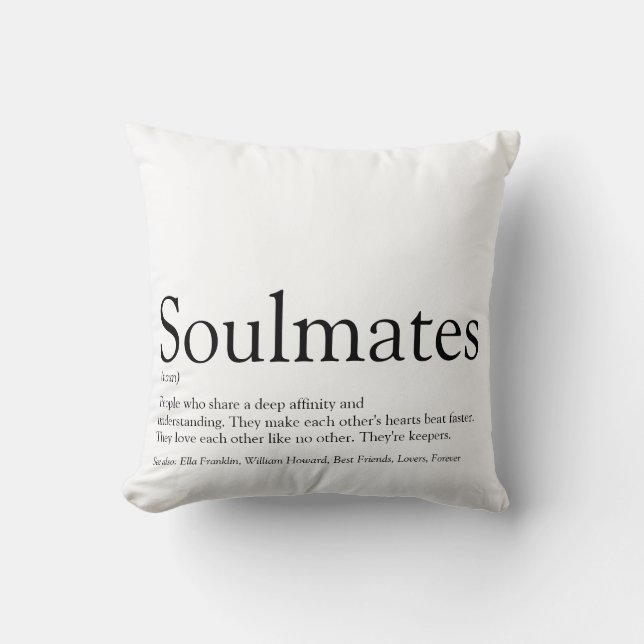 Almofada Soulmates Personalizados Definição Preto E Branco (Frente)