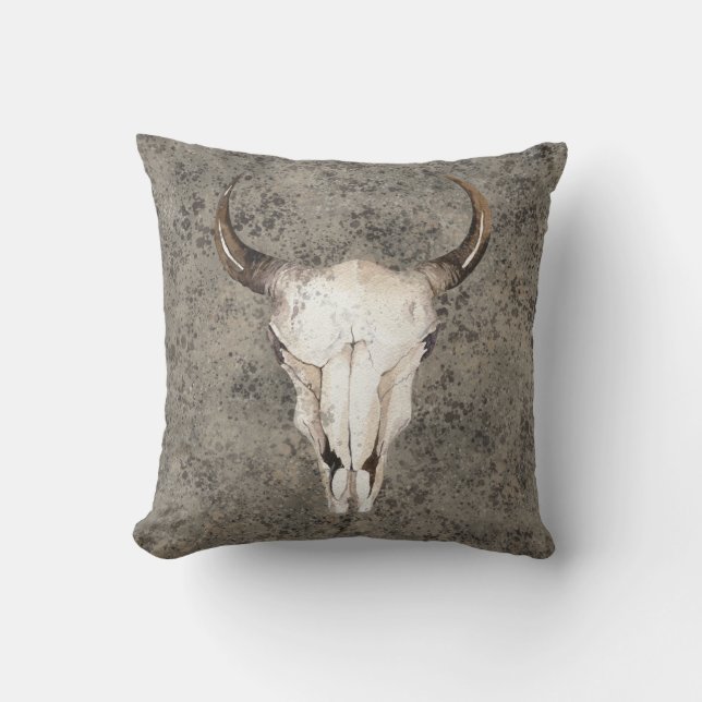 Almofada South-West Rustic Ranch Crânio Marrom Salpico (Frente)