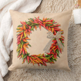 Almofada Southwest Colorful Chile Pepper Ristra Wreath