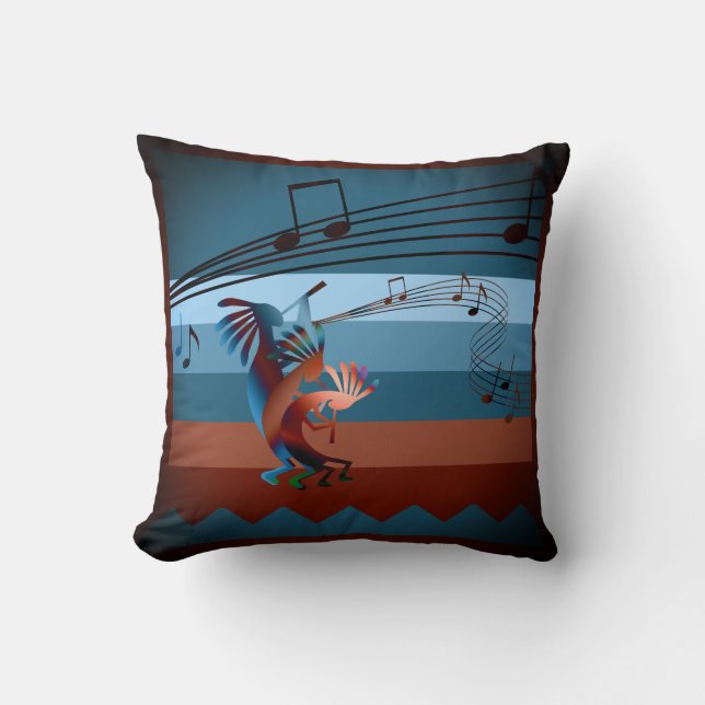 Almofada Southwest Kokopelli Music 2 16" (Frente)