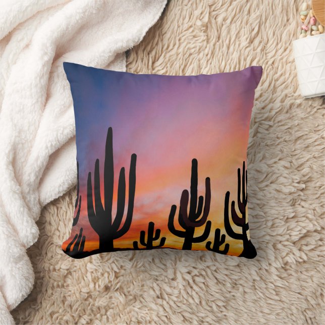 Almofada Southwestern Desert Landscape Cactus Sunrise Image (Cobertor)