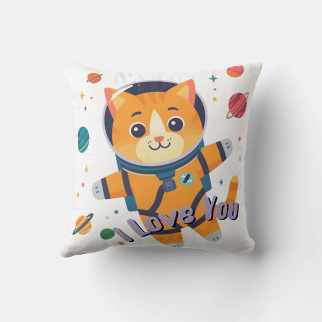 Almofada Space Cat Galaxy Throw Pillow 16"x16" (Verso)