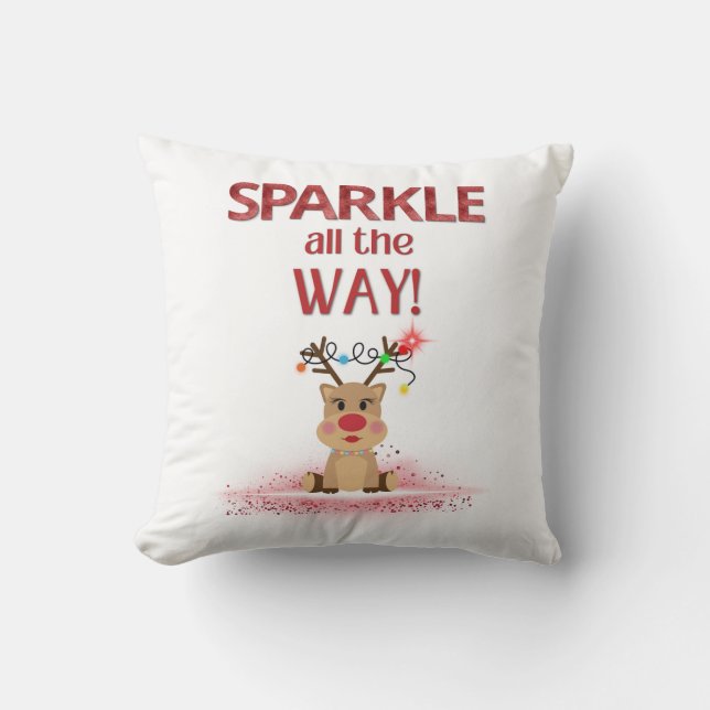 Almofada Sparkle All Way Reindeer Travesseiro (Frente)