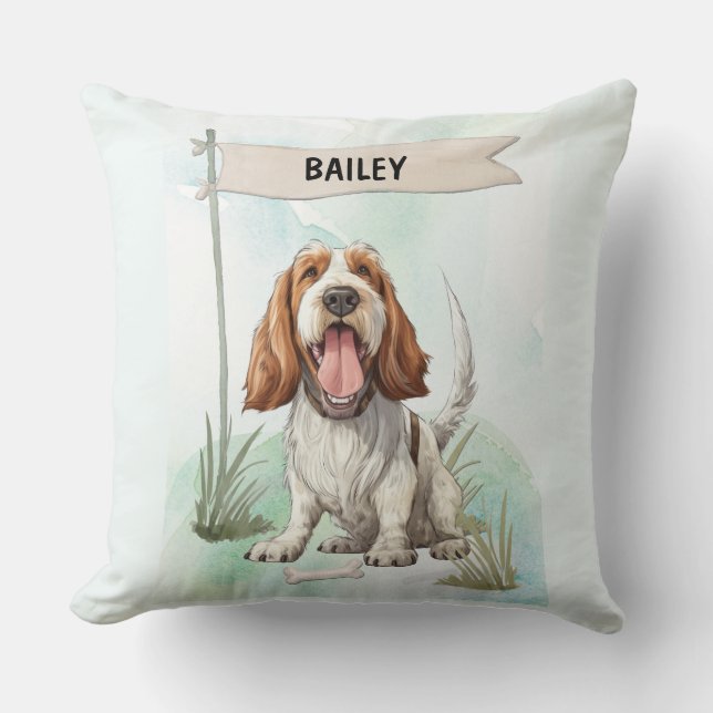 Almofada Spinone Italiano Watercolor Personalized Dog (Frente)