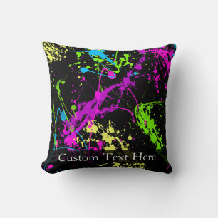 Almofada Splatter preto/neon personalizado