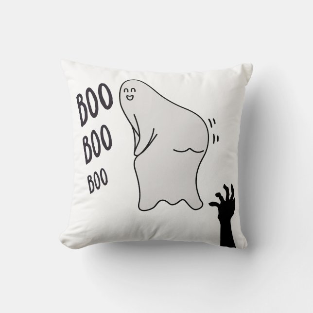 Almofada Spooky Boo Ghost Halloween Engraçado Camisa Novelt (Frente)