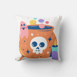 Almofada Spooky Cauldron Ghost Candle Halloween Art Design