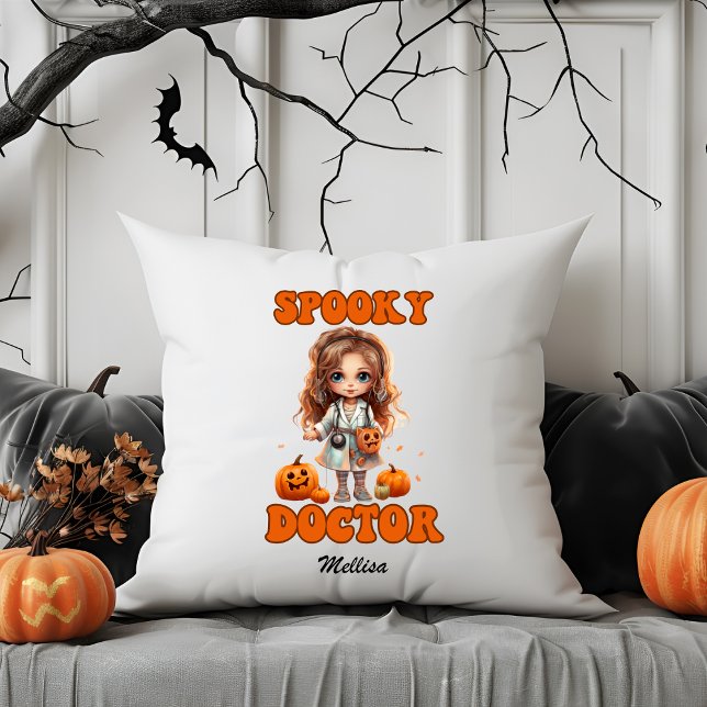 Almofada Spooky Doutor Nome Personalizado Halloween Gift (Criador carregado)