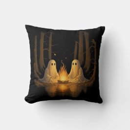 Almofada Spooky Ghost Campfire Night Forest Art - Halloween