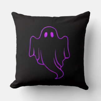 Almofada "Spooky Purple Glowing Ghost on Black Throw Pillow
