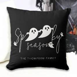 Almofada Spooky Season White Ghosts Nome da Família Hallowe