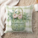Almofada Spring Floral Basket<br><div class="desc">Add a fresh spring touch to your home with this beautiful floral basket throw pillow. Featuring soft watercolor flowers and greenery on a classic farmhouse gingham background, this decorative pillow brings a cozy cottage style to any living room, sofa, chair, or bedroom. Perfect for spring decorating, farmhouse home decor, garden...</div>