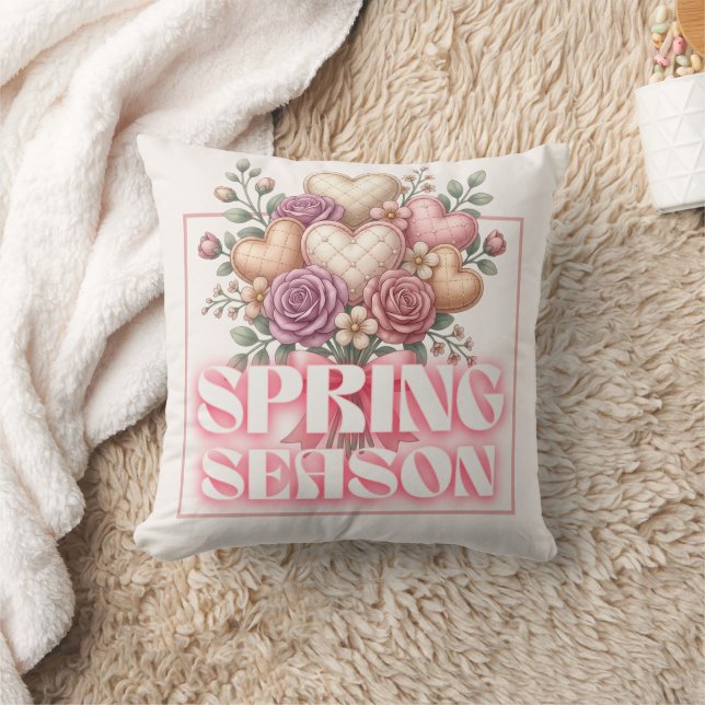 Almofada Spring Floral Hearts Decorative Pillow (Cobertor)