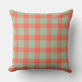 Almofada Spring Rain and Persimmon Plaid Green Apricot