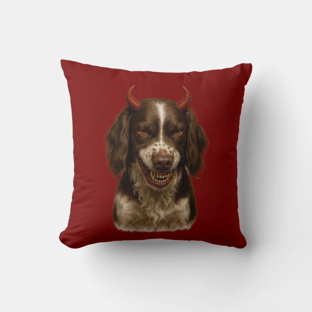 Almofada Springer Spaniel Angel / Devil naughty dog cushion (Frente)