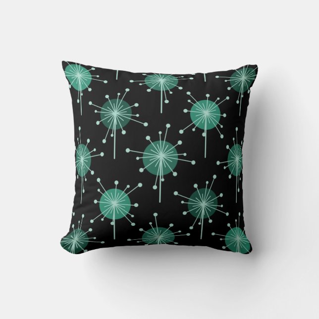 Almofada Sputnik Starburst Flores Negras (Frente)