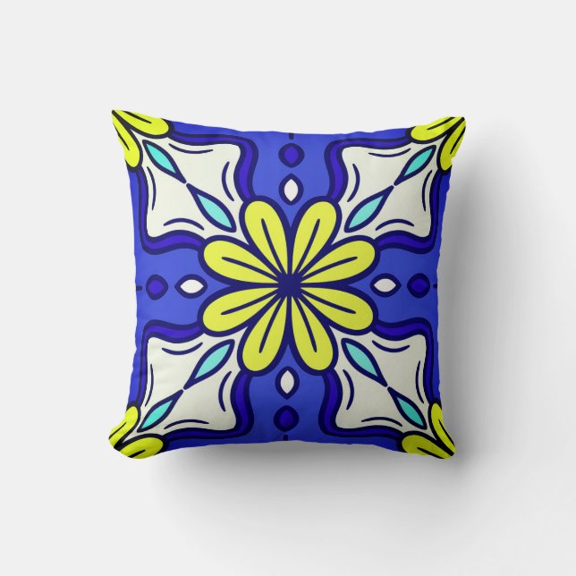 Almofada Square Throw Pillow with Yellow Flowers (Frente)