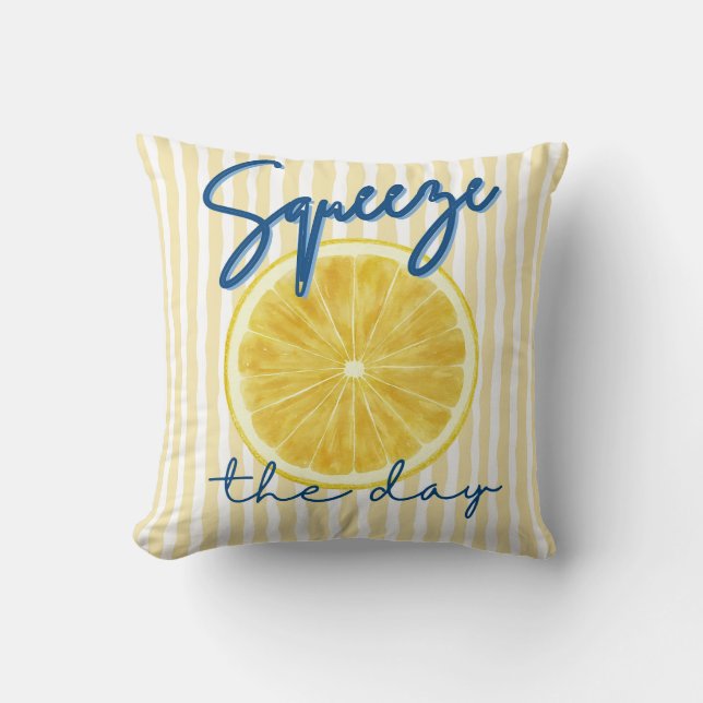 Almofada Squeeze the Day Lemon Motivational Quote (Frente)