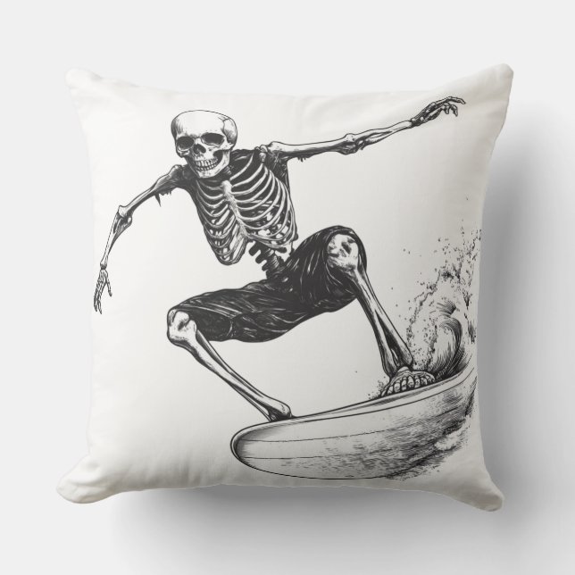 Almofada 💀 Squelette Surfeur : Style Minimaliste 🏄‍♂️ (Frente)