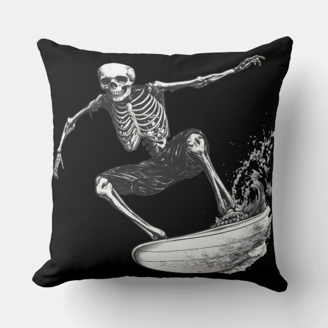 Almofada 💀 Squelette Surfeur : Style Minimaliste 🏄‍♂️ (Frente)