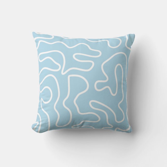 Almofada Squiggle Maze Abstract Pattern in Ice Blue (Frente)