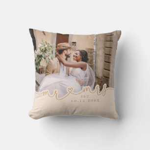 Almofada Srª Sra Script Coração Foto Travesseiro Casamento