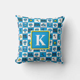 Almofada Sr. Bumps Padrão Mosaico em Azul Monograma