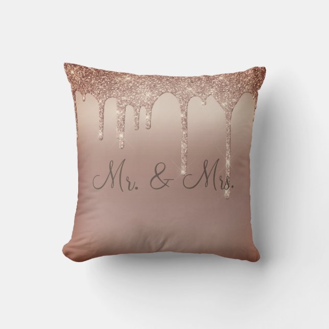 Almofada Sr. & Sra. Bronze Glitter Wedding Keepsasasael Ele (Frente)