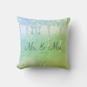 Almofada Sr. & Sra. Green Glitter Keepsasasaem Elegante