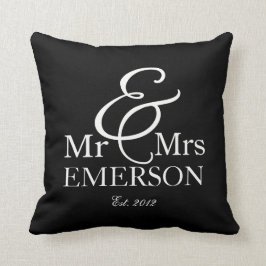 Almofada "Sr. & Sra." personalizado preto e branco