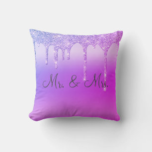 Almofada Sr. & Sra. Purple Pink Glitter Keepsaame Elegante