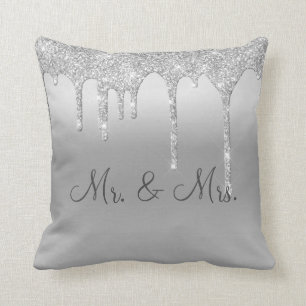 Almofada Sr. & Sra. Silver Glitter Wedding Keepsasasalegant