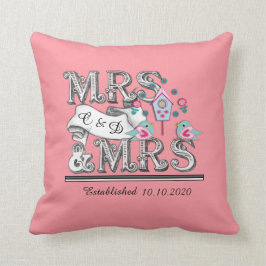 Almofada Sra. e Sra. Personalizada Gift de Casamento Lésbic