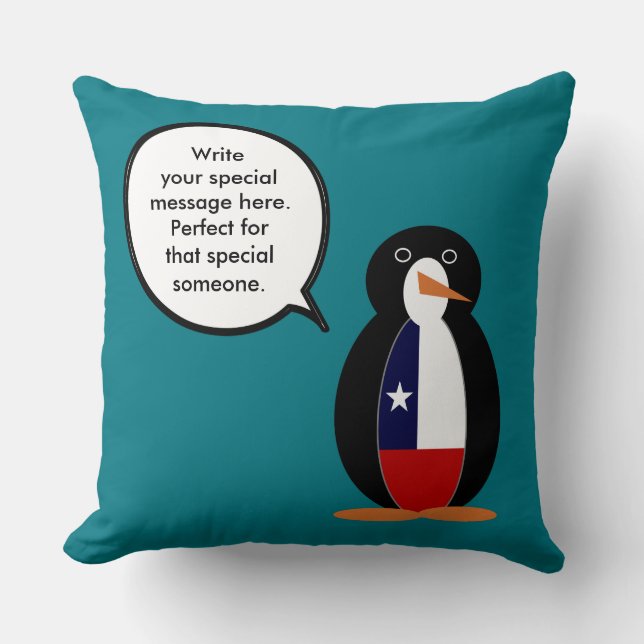 Almofada Sra. Pinguim Falante Chilena Personalizada (Frente)