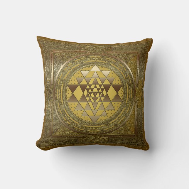 Almofada Sri Yantra Dourado - Travesseiro (Frente)