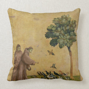 Almofada St Francis de Assisi que preaching aos pássaros