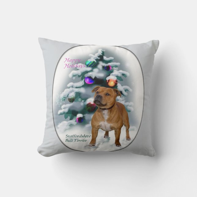 Almofada Staffordshire Bull Terrier Christmas (Frente)
