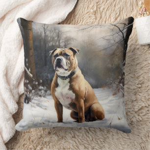 Almofada Staffordshire Bull Terrier Deixe Nevar Natal