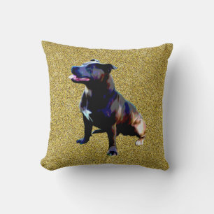 Almofada Staffordshire Bull Terrier On Dourado, Cushion