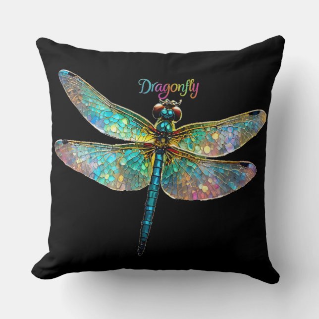 Almofada Stained Glass Colorful Dragonfly (Frente)