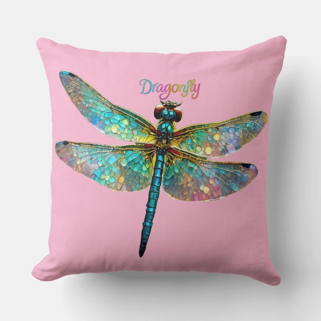 Almofada Stained Glass Colorful Dragonfly (Frente)