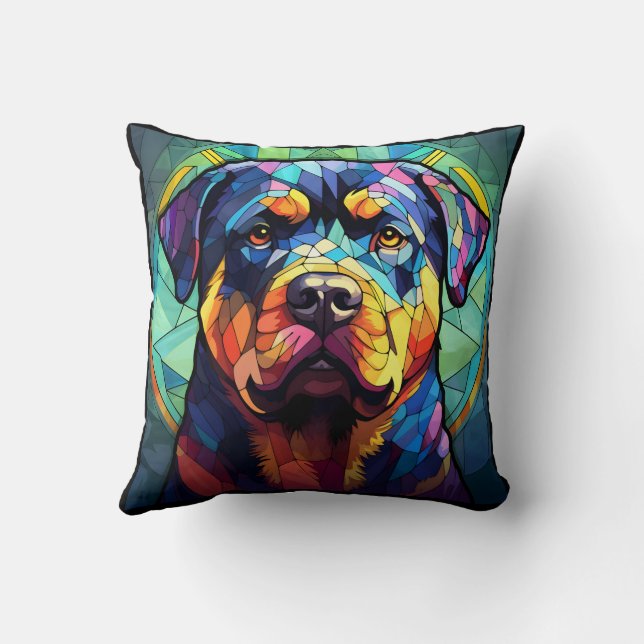 Almofada Stained Glass Rottweiler  (Verso)