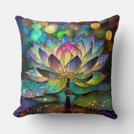 Almofada Stained Glass Vibrant Lotus Flower