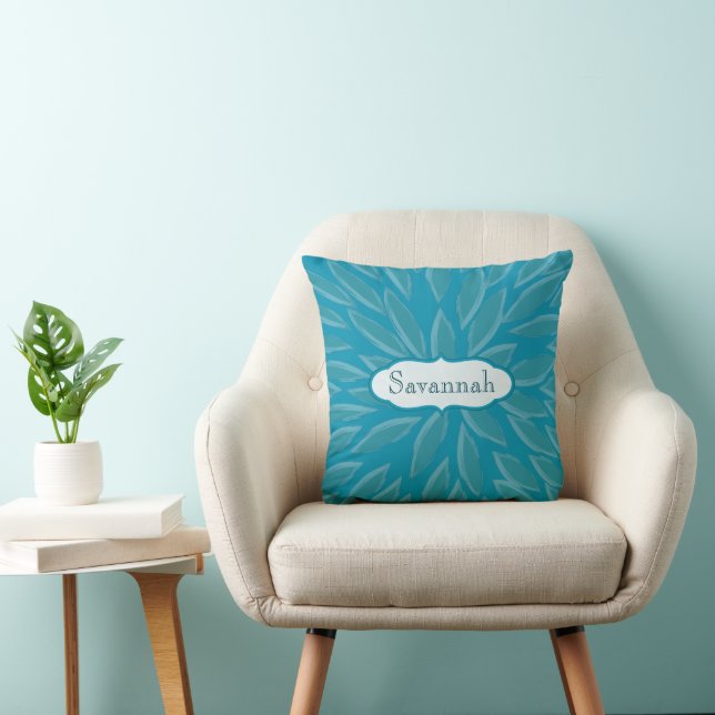 Almofada Star Burst Flower Teal Bright Aqua Personalizado (Cadeira)