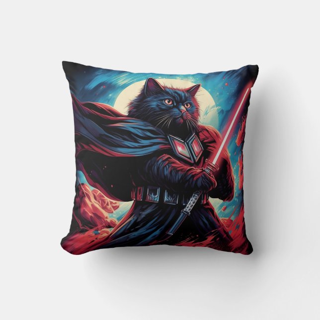 Almofada Stardust Samurai | Guerreiro de Gato Cósmico (Frente)