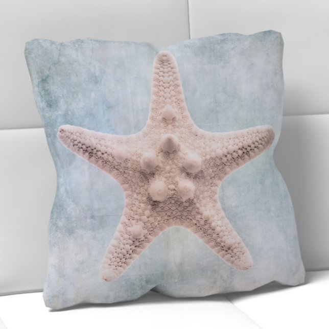 Almofada Starfish - Afastado Costeiro Azul-Creme - Cor da Á (Criador carregado)
