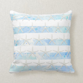 Almofada Starfish Beach Watercolor Strike Blue n White